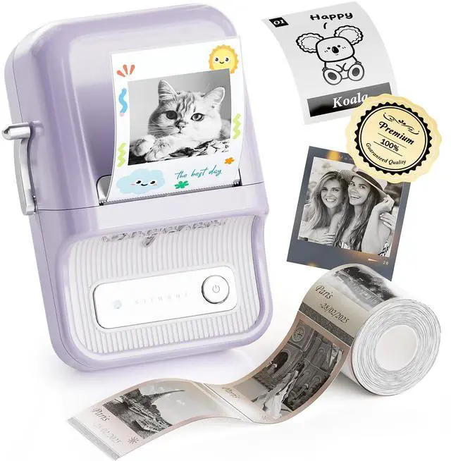 Main image of Label Maker, B21 Pro 300DPI HD Sticker Printer for Photos,Purple | Red&Black Dual-Color Printer, Bluetooth Sticker Maker for Notes, Study Graphics, Memo Maker, Come with 2'' x 1.2'' Label Roll