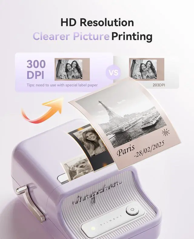 Alt view image 3 of 7 - Label Maker, B21 Pro 300DPI HD Sticker Printer for Photos,Purple | Red&Black Dual-Color Printer, Bluetooth Sticker Maker for Notes, Study Graphics, Memo Maker, Come with 2'' x 1.2'' Label Roll