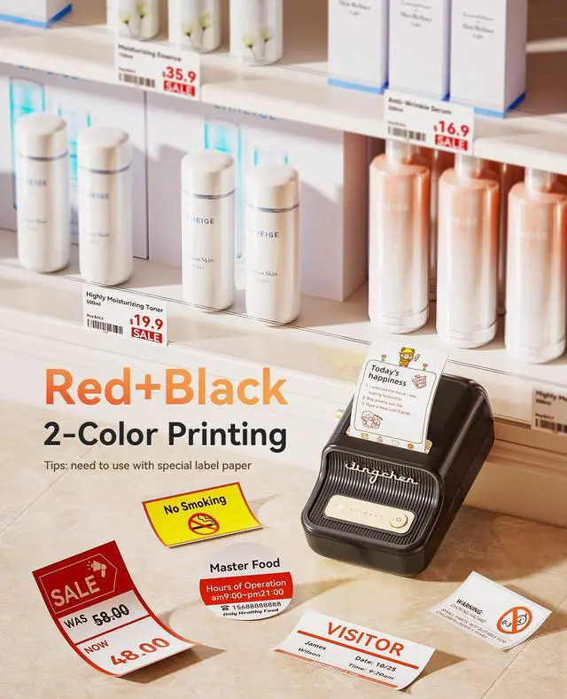 Alt view image 2 of 7 - Label Maker, B21 Pro 300DPI HD Sticker Printer for Photos, Black | Red&Black Dual-Color Printer, Bluetooth Sticker Maker for Notes, Study Graphics, Memo Maker, Come with 2'' x 1.2'' Label Roll