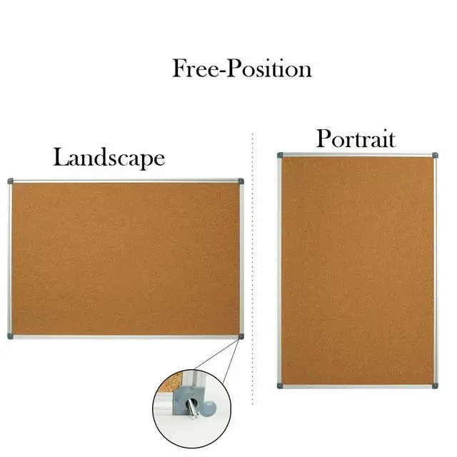 Alt view image 2 of 7 - Cork Board 36" x 24" Bulletin Board, 2 Pack Corkboard 3 x 2 Feet | Double Sided Wall-Mounted Silver Aluminum Message Presentation Notice Board