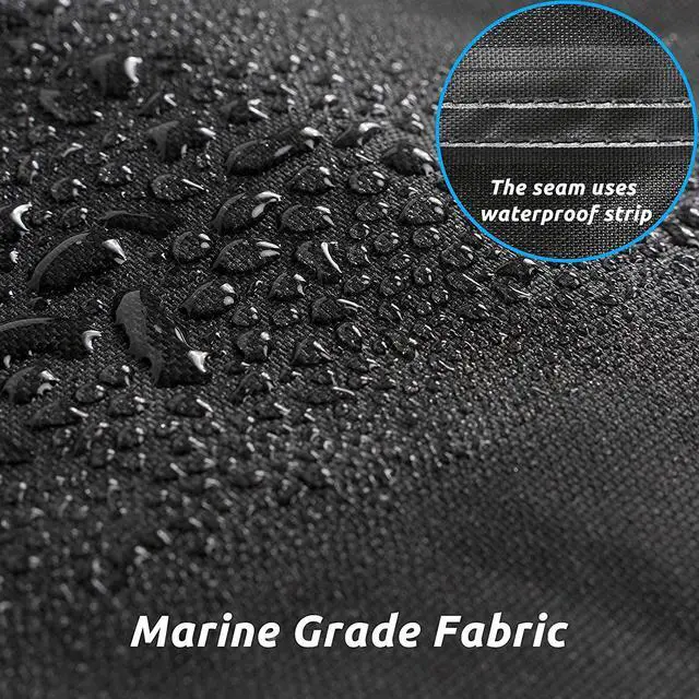 Alt view image 5 of 7 - Trailerable Boat Cover 20-22ft Waterproof Heavy Duty Boat Cover | UV Resistant Marine Grade Canvas Outboard Cover Fits Bass Boat, Bayliner Tri-Hull V-Hull Fishing Runabout Boat, Black