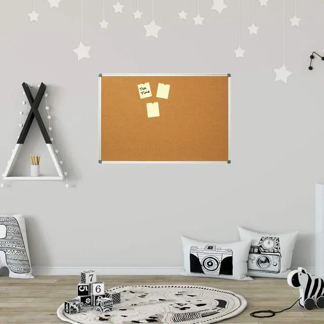 Alt view image 6 of 7 - Cork Board 36" x 24" Bulletin Board, 2 Pack Corkboard 3 x 2 Feet | Double Sided Wall-Mounted Silver Aluminum Message Presentation Notice Board