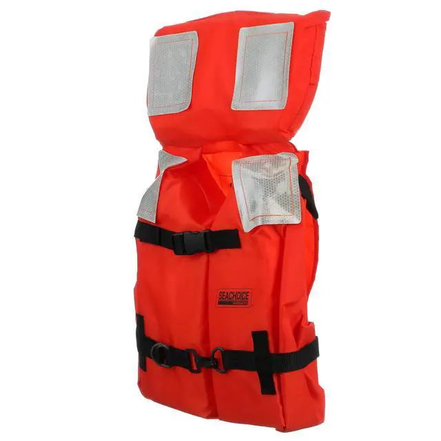 Alt view image 2 of 3 - Type I Commercial Offshore Vest & Jacket, Fluorescent Orange, Reflective Panels, Various Sizes