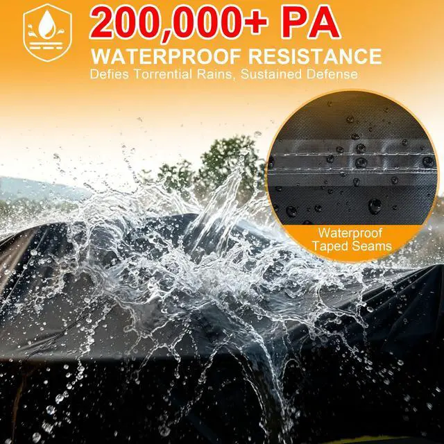 Alt view image 2 of 7 - 1300D Boat Cover - Heavy Duty Waterproof Boat Covers and Motor Cover, Double PU Waterproof, Fits V-Hull, Fish & Ski, Pro-Style, Fishing, Bass Boats (14'-16' Long X 68" Wide)