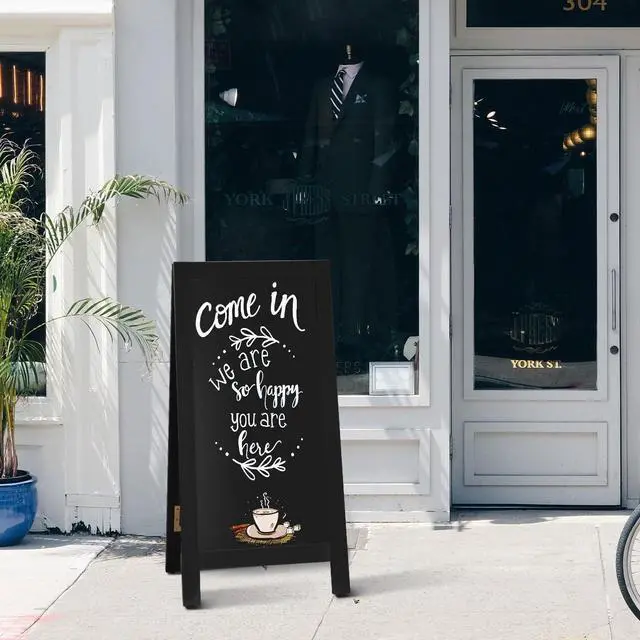 Alt view image 7 of 7 - Wooden A Frame Sign, 40" x 20" Black Magnetic Sandwich Chalk Board | Double-sides Chalkboard Easel Signs, Outdoor Menu Sidewalk Sign for Bussiness, Restaurant, catering supplies