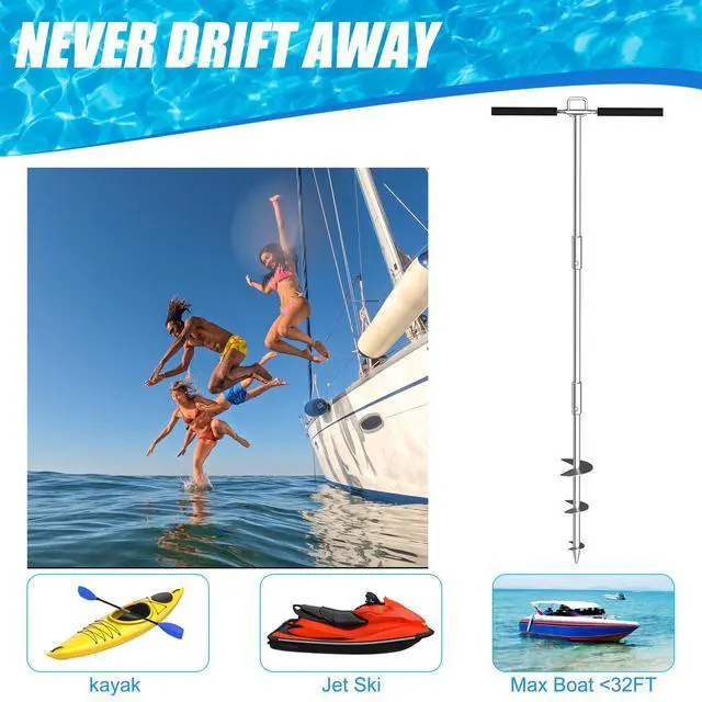 Alt view image 4 of 7 - Boat Sand Anchor, 17"/27"/34"/46" 316 Stainless Steel PWC Sand Anchors Ideal for Pontoon, Kayak Jet Ski Keeps Securely Near Sandbar Beach or Shallow Water, Detachable Design with Handbag Packaging