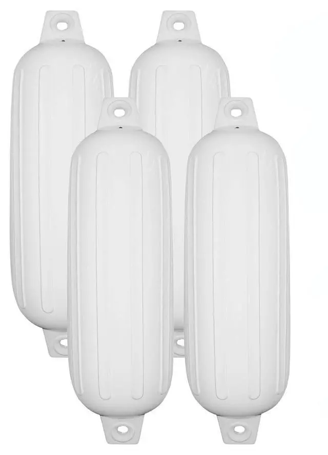 Main image of Taylor Made Boat Fender 4-Pack, 6" x 22", Heavy-Duty Marine-Grade Vinyl Boat Bumpers for Docking, Ribbed Twin-Eye Design, Fits Boats Up to 25 ft, UV-Resistant, No Rope Included