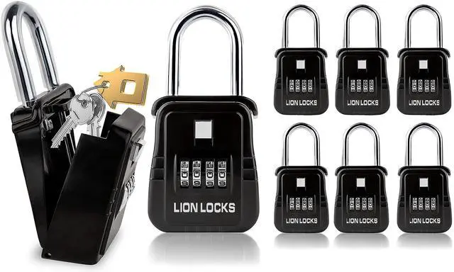 Main image of 1500 Key Lock Box with Code, Lockbox for Keys Outdoor, Realtor Lock Box for Short-Term Rentals, Holds 5 Keys (6 Pack, Black)