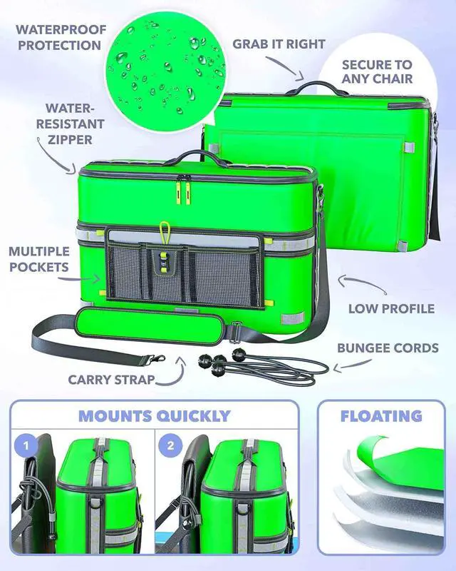 Alt view image 2 of 7 - TidyFriend Kayak Cooler Behind Seat, Waterproof Cooler for Kayaking, Kayak Accessories Cooler Bag, Compatible with Lawn Chair Seat, Portable Ice Chest, Keeps Drinks Cold, Travel, Beach, Lunch