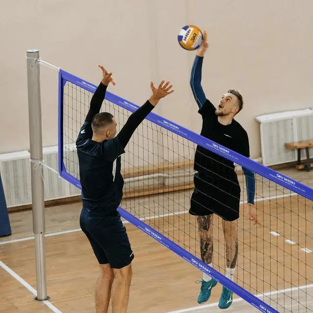 Alt view image 6 of 7 - Professional Volleyball Net,Official Size 32×3.3FT,Equipped with Double Steel Cables with 3.3FT Double Side Bars,Portable Volleyball Net for Backyard,School,Courts(PRO)