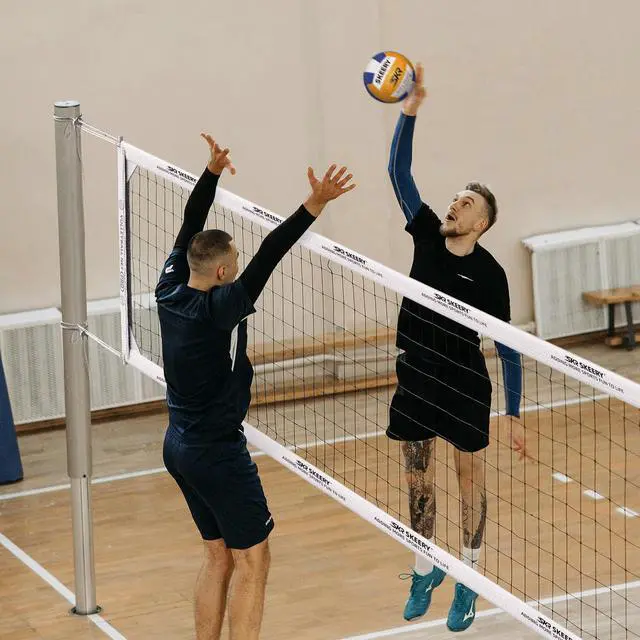 Alt view image 6 of 7 - Professional Volleyball Net,Official Size 32×3.3FT,Equipped with Double Steel Cables with 3.3FT Double Side Bars,Portable Volleyball Net for Backyard,School,Courts(PRO)