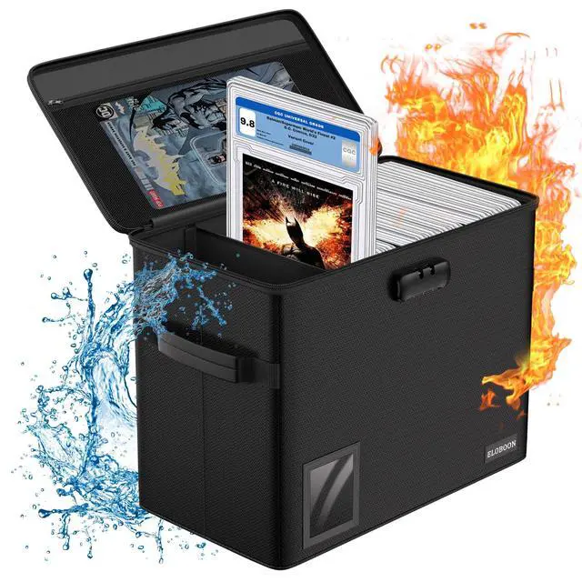 Main image of Graded Comic Book Storage for 30 Comics, Fireproof & Water-Resistant & Moistureproof Stackable CGC Comic Book Box with Label Window and Lock, Comic Book Case with Internal Triple Dividers