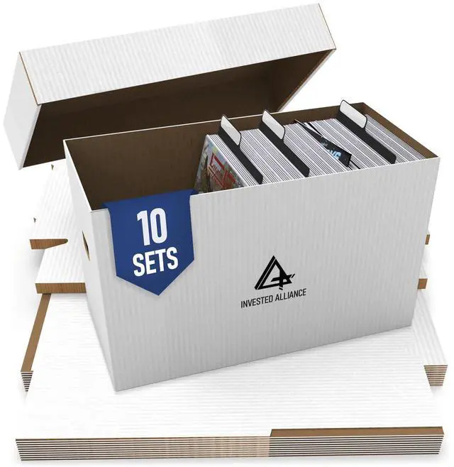 Main image of Premium Short Comic Book Storage Box Organizer with Lid | Thick Cardboard Comic Storage Box For Collectibles Fits 150-175 Current/Silver Age, Heavy Duty & Stackable