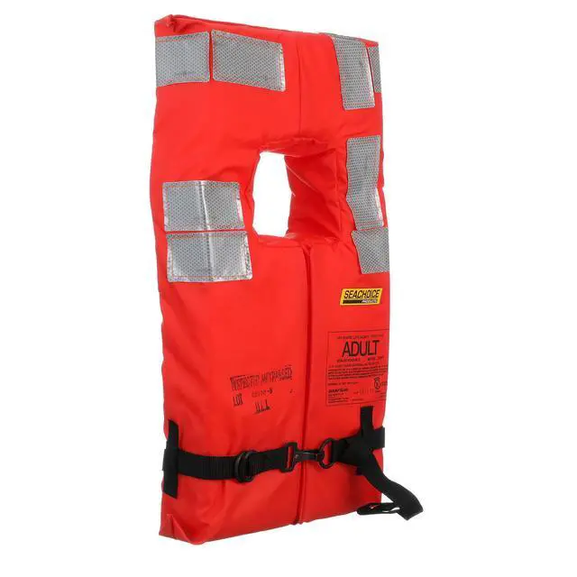 Alt view image 3 of 3 - Type I Commercial Offshore Vest & Jacket, Fluorescent Orange, Reflective Panels, Various Sizes