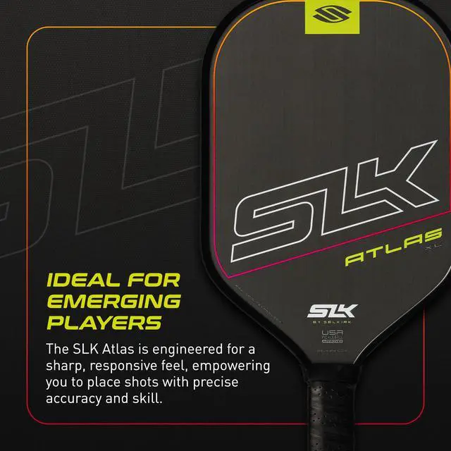 Alt view image 4 of 7 - SLK Atlas Pickleball Paddles | Carbon Fiber Honeycomb | A midweight pickleball racket built for beginners, with a forgiving sweet spot and added spin