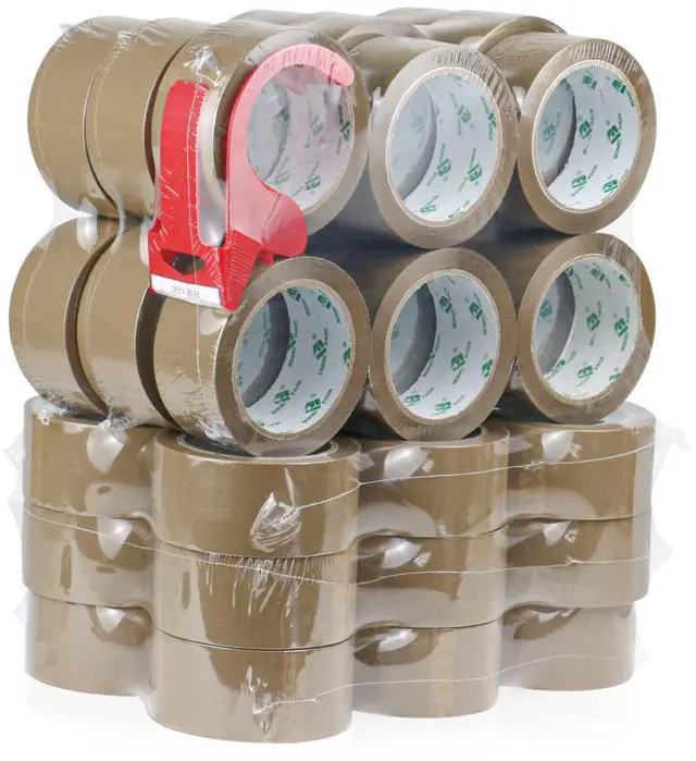 Main image of 36Rolls Brown Packing Tape with Dispenser, Box Packing Tape Rolls for Packaging, Shipping and Moving, 2.4Mil 1.88 Inch x 60 Yard