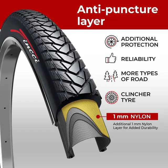 Alt view image 3 of 7 - Set 700x35c City Bike Tires & Tubes Schrader/Presta - Foldable Tyre 37-622 | Folding 28 inch Bicycle Tyres, Accessories for Road, MTB, Hybrid and Touring Bikes, 1mm Anti Puncture