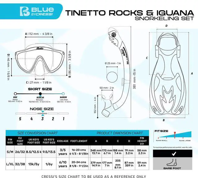 Alt view image 4 of 4 - Kids Snorkeling Set- Short Adjustable Fins, Silicone Mask, and Dry Snorkel- Tinetto Rocks Dry Set- Designed in Italy