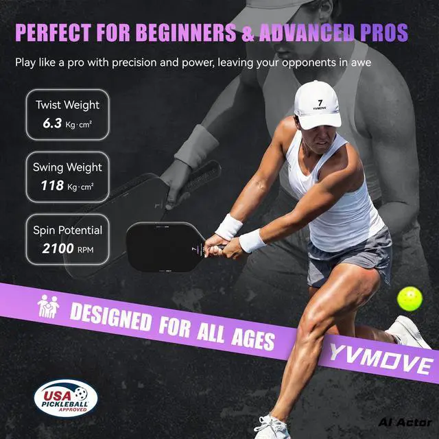 Alt view image 7 of 7 - USAPA Approved Pickleball Paddle 6-Layer T800 Carbon Fiber 16mm Thermoformed Pickleball Racket with High Spin & Extended Grip, Professional Pickleball Paddle for Control and Power