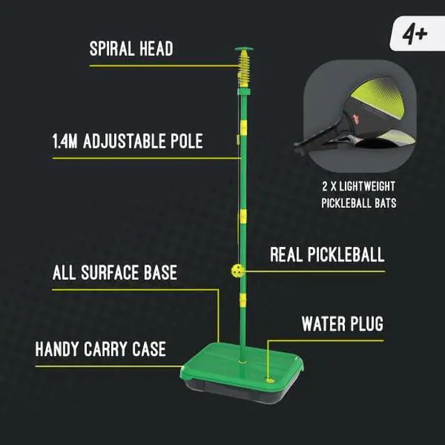 Alt view image 4 of 7 - Pickleball Paddles Tether Tennis Game Set - Portable All-Surface Base, Durable, Easy Assembly, Indoor & Outdoor Games, Backyard Games for Kids, Active Play for Kids and Families, Ages 4+