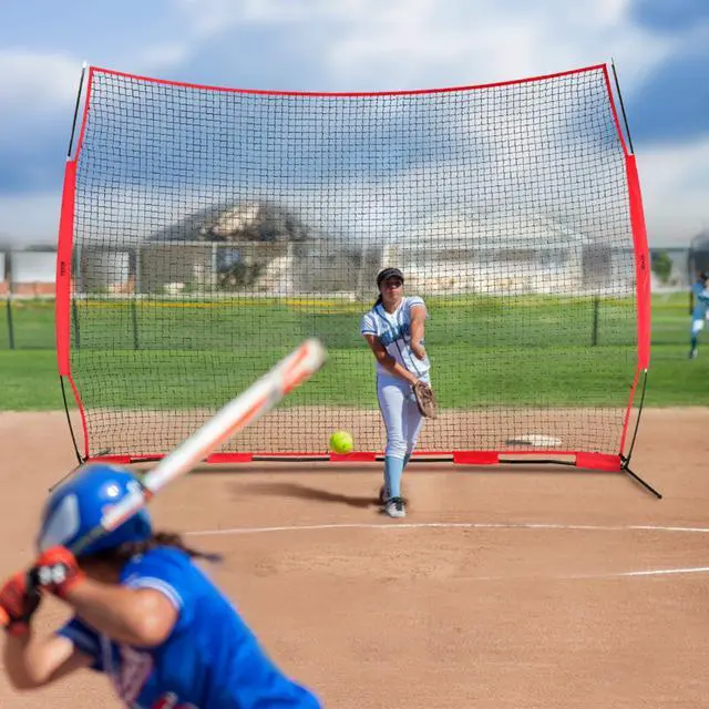 Alt view image 5 of 7 - 7X7ft/12X9ft/16X10ft/20x10ft Barricade Backstop Net, Ball Sports Barrier Netting, Portable Practice Net for Baseball Softball Lacrosse Hockey Basketball Equipment Training Net
