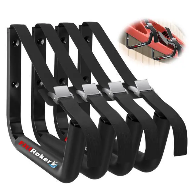 Alt view image 2 of 7 - Kayak Storage Rack 120LB Wall Mounted Kayak Hook | EVA Padded Garage Storage Mount for Canoes, Paddle Boards, Ladders and Bikes Indoor Outdoor Organization