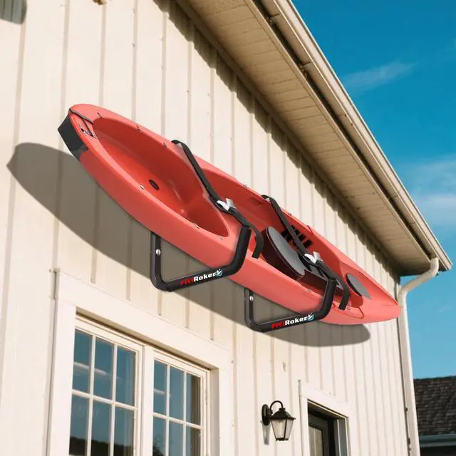 Alt view image 3 of 7 - Kayak Storage Rack 120LB Wall Mounted Kayak Hook | EVA Padded Garage Storage Mount for Canoes, Paddle Boards, Ladders and Bikes Indoor Outdoor Organization