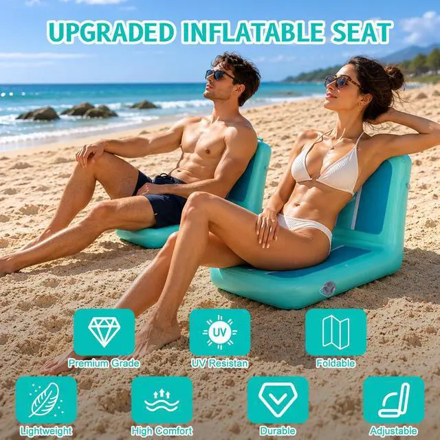 Alt view image 2 of 7 - Inflatable Kayak Seat with Back Support & Mesh Storage Bag, Adjustable Paddle Board Cushion Chair for Adults, Portable Blow Up Seats for SUP Raft Canoe Fishing Boat
