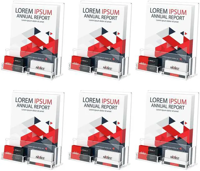 Main image of 6-Pack Acrylic Brochure Holder 8.5*11 inches, Clear Brochure Display Stand with Acrylic Business Card Holder, Plastic Flyer Display Stand for Magazine, Pamphlet, Booklets, Menu, Journals