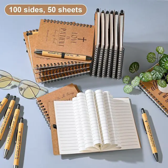 Alt view image 4 of 7 - 60 Sets of Christian Spiral Notebooks Bulk Prayer Journals with Pens Small Notepad (5.43x4.33) - Christian Gifts for Church Members, Bible Study Groups & Church Families