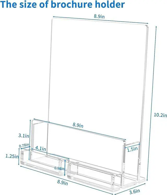 Alt view image 3 of 7 - 6-Pack Acrylic Brochure Holder 8.5*11 inches, Clear Brochure Display Stand with Acrylic Business Card Holder, Plastic Flyer Display Stand for Magazine, Pamphlet, Booklets, Menu, Journals