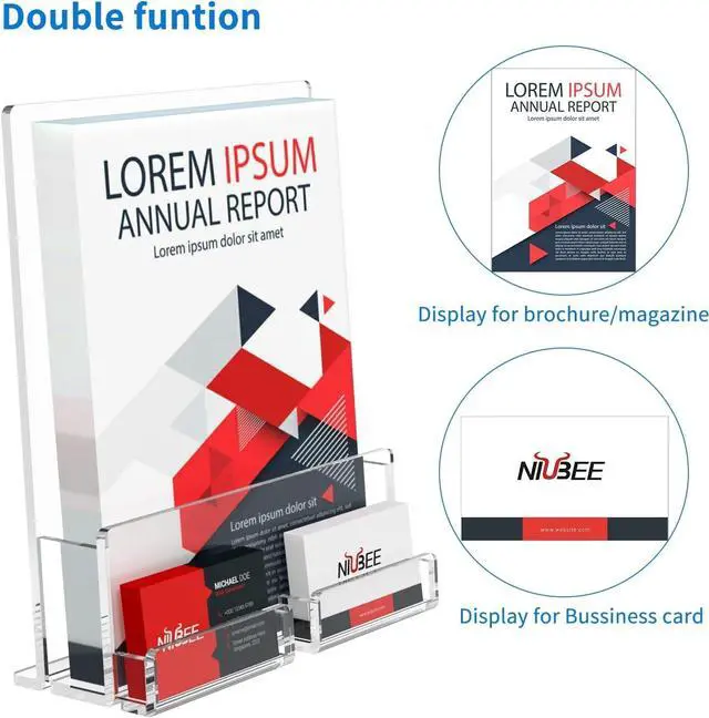 Alt view image 4 of 7 - 6-Pack Acrylic Brochure Holder 8.5*11 inches, Clear Brochure Display Stand with Acrylic Business Card Holder, Plastic Flyer Display Stand for Magazine, Pamphlet, Booklets, Menu, Journals