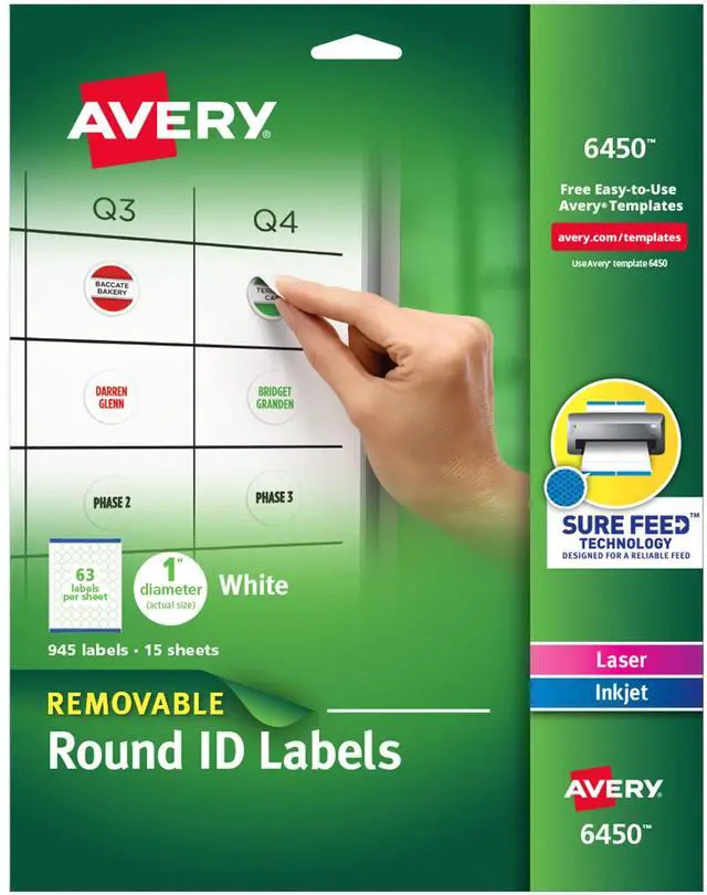 Main image of Multiuse Removable Round Labels with Sure Feed Technology, 1", 5 Packs (6450)