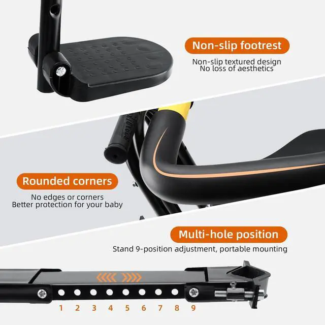 Alt view image 4 of 6 - Kids Bike seat, Kids Front Mounted Bike Seat for Adult Bike