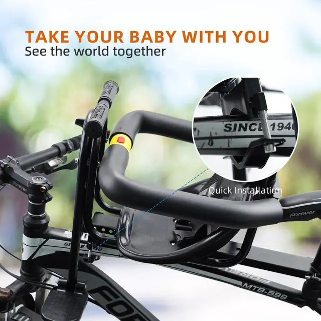 Alt view image 6 of 6 - Kids Bike seat, Kids Front Mounted Bike Seat for Adult Bike