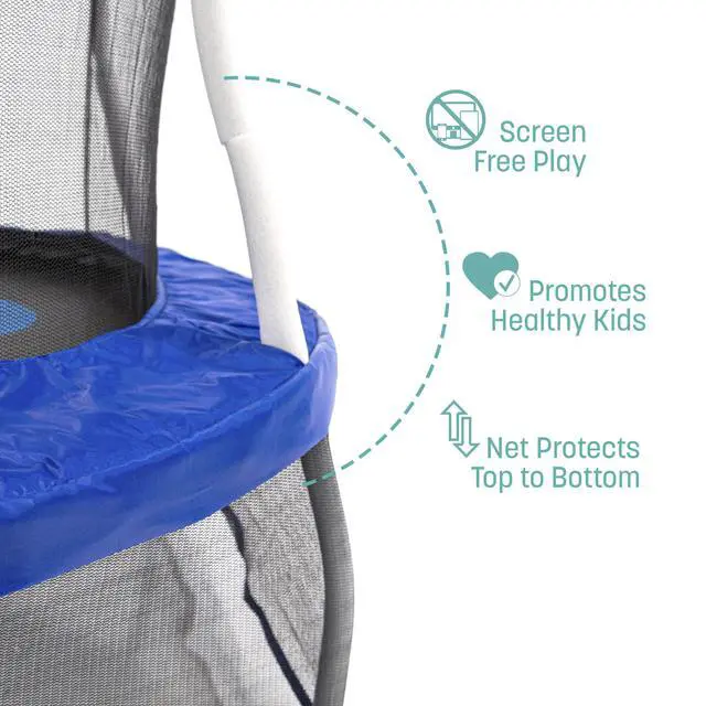 Alt view image 2 of 7 - Mini Trampoline with Enclosure Net