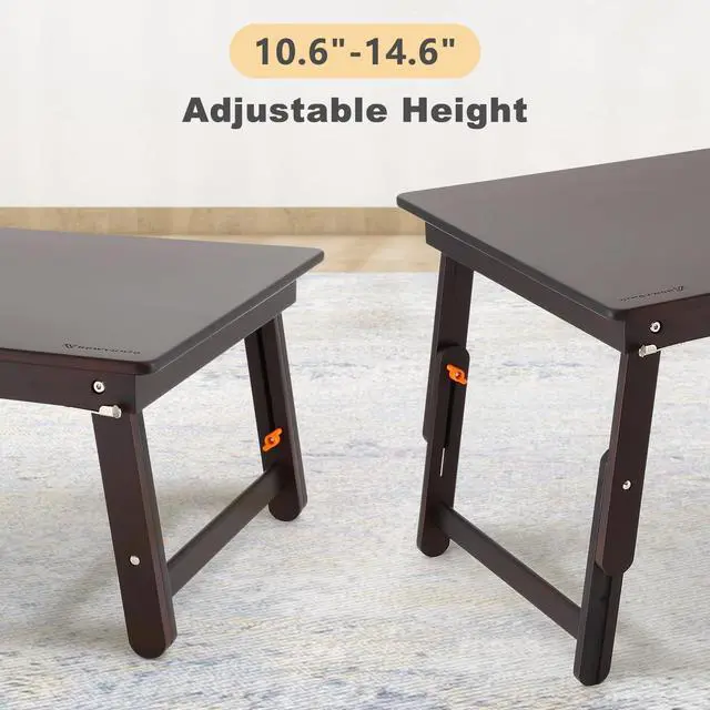 Alt view image 7 of 7 - Foldable Laptop Desk, 25.6 Inch Laptop Bed Tray Table with Mouse Pad, Adjustable Floor Table for Writing Eating Gaming, Lap Table for Adults, Kids, Black Walnut