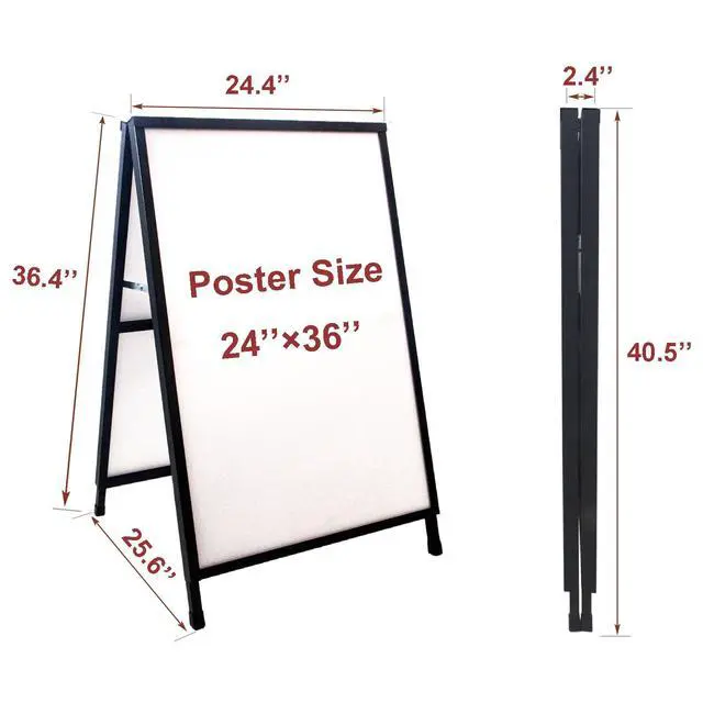 Alt view image 5 of 7 - A Frame Sidewalk Sign 24x36 inches Sandwich Board Signs Outdoor Heavy Duty Double-Sided,including 2 Anti-Glare Covers & Corrugated Boards for Business Indoor Outdoor,Black