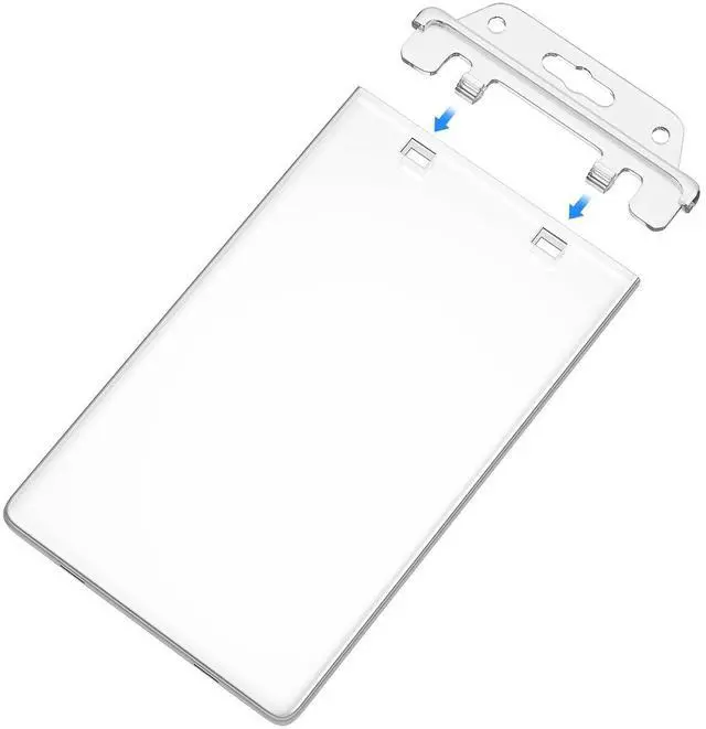 Main image of 50 Pack Hard Plastic ID Badge Holders, Clear ID Holder for Lanyard, Permanent Locking, Vertical