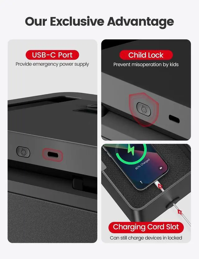 Alt view image 5 of 7 - Metal Timed Lock Box, Phone Lockbox with Timer, iPad Safe Container, Self-Control Locker with USB-C Charge,Electronic Device Time Release Jail for Cellphone/Tablet/Medicine/Snack/Alcohol-Large