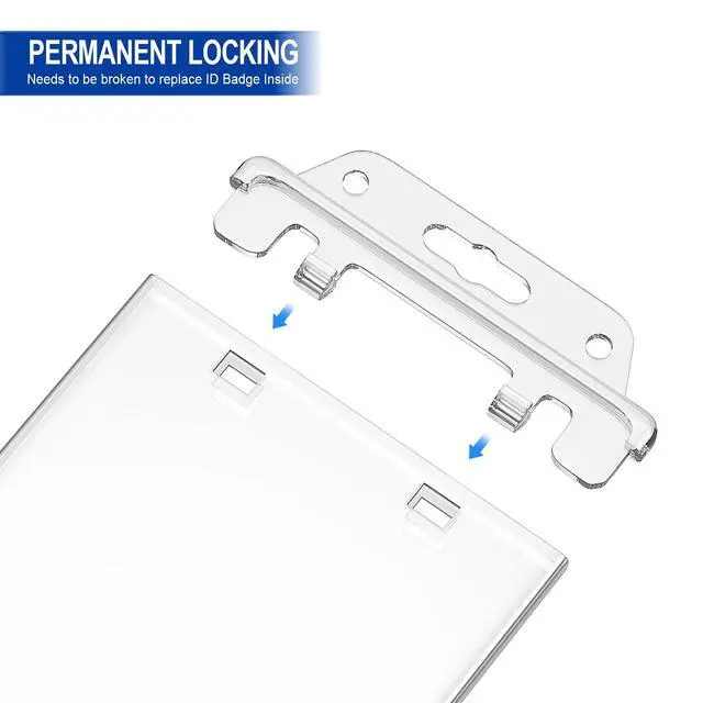 Alt view image 5 of 7 - 50 Pack Hard Plastic ID Badge Holders, Clear ID Holder for Lanyard, Permanent Locking, Vertical