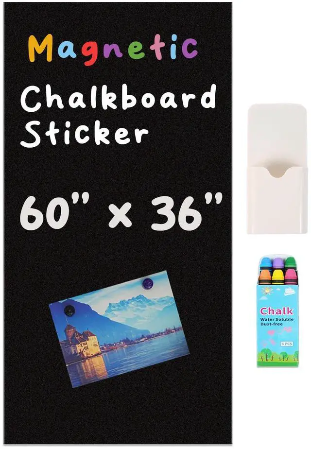 Main image of Magnetic Chalkboard for Wall 60" x 36" Self Adhesive Blackboard Wallpaper Peel and Stick Wall Decal Roll with Starter Kit for Home School