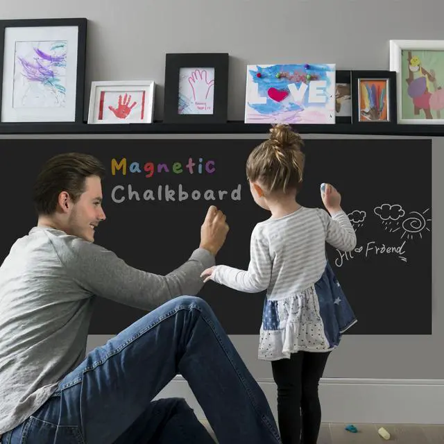 Alt view image 5 of 6 - Magnetic Chalkboard for Wall 48" x 36" Self Adhesive Blackboard Wallpaper Peel and Stick Chalk Board Wall Decal Roll with Starter Kit