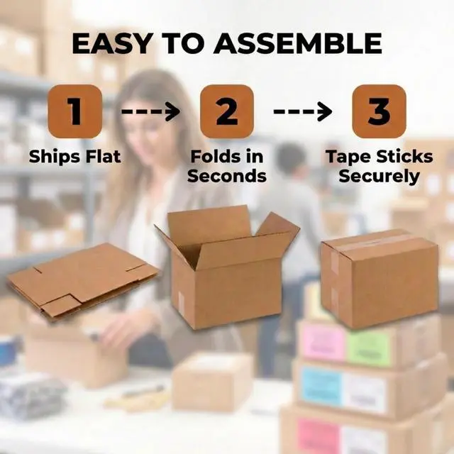 Alt view image 4 of 7 - Cube Shipping Boxes 12"L x 12"W x 12"H (25-Pack) - Corrugated Cardboard Box for Moving, Mailing, Packing, Packaging and Storage