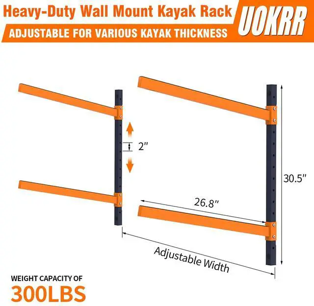 Main image of Kayak Storage Rack, Wall Mount Kayak Racks for Indoor Outdoor Storage, Heavy Duty Adjustable Kayak Rack for Garage, Spacesaver