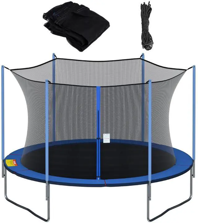 Main image of Round Trampoline Replacement Safety Net for 6 Straight Poles | UV-Resistant, Breathable, Weather-Resistant, with Adjustable Straps, Zippers, Protection Buckles(Net Only) for Round Frame