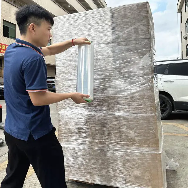 Alt view image 5 of 5 - 4-Pack Clear Stretch Wrap 18" x 1000 Feet 80 Gauge Industrial Strength with Plastic Handle, Plastic Pallet Supplies Durable Self-Adhering for Packing, Moving, Heavy Duty Shrink Film Rolls