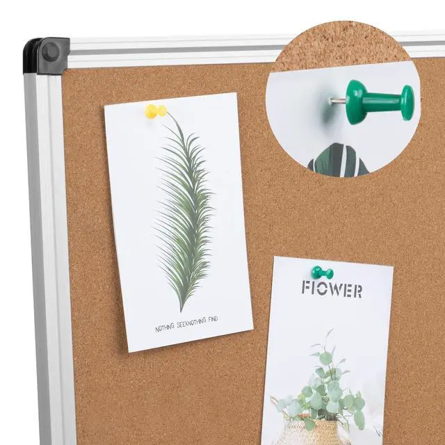 Alt view image 3 of 7 - Cork Board Bulletin Board 36 x 48, Silver Aluminium Framed 4x3 Corkboard, Foldable Office Board for Wall, Large Wall Mounted Notice Pin Board with 36 Push Pins for School, Home & Office