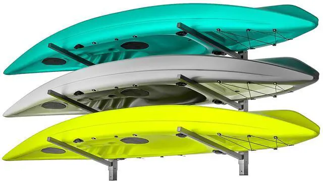 Main image of Wall Mounted Kayak Storage Rack, Adjustable Kayak Holder, Heavy Duty Canoe Rack, Indoor & Outdoor Use
