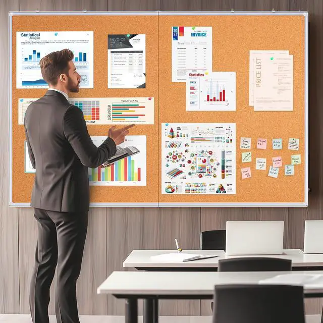 Alt view image 4 of 7 - Large Cork Board 48 x 36 in, Bulletin Board for Walls, 4'x 3' Extra Aluminum Framed Corkboard, Foldable Wall Mounted Pin Memo Notice Cork Board for Office, Home Wall Display